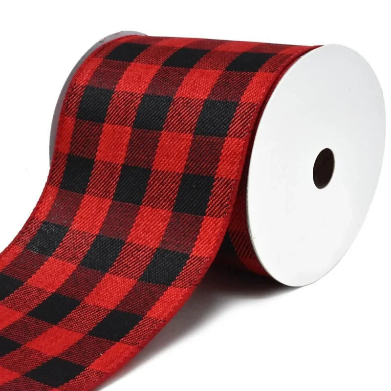 buffalo plaid wired christmas ribbon 4 x 10 yards