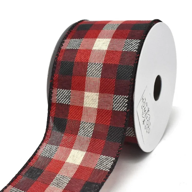 buffalo plaid wired ribbon 2 5 x 10 yards 1