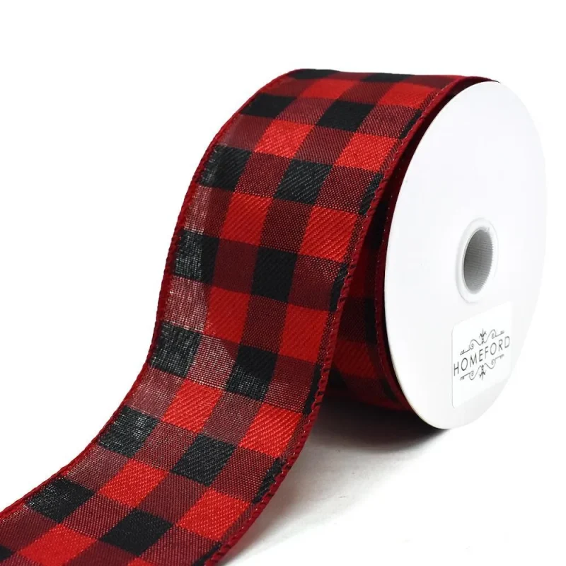 buffalo plaid wired ribbon 2 5 x 10 yards