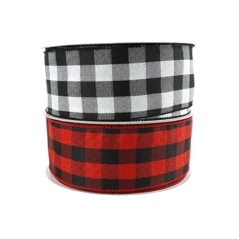 buffalo plaid wired ribbon 2 5 x 50 yards