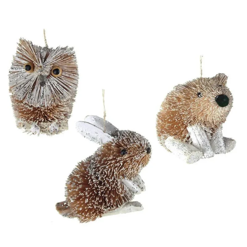 buri grey winter animal ornaments 3 set of 3