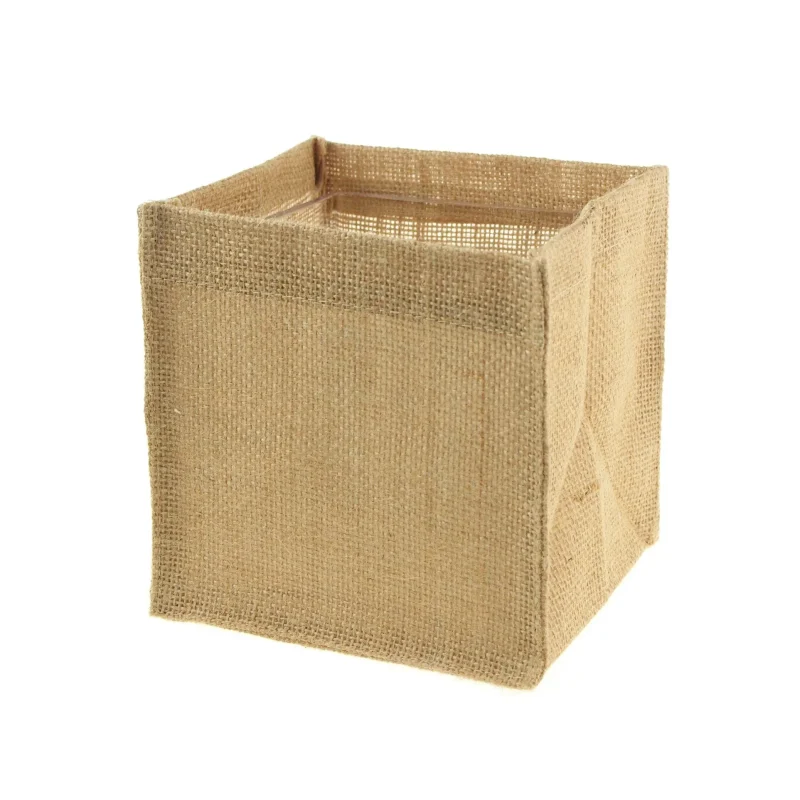 burlap 6 x 6 square vase holder