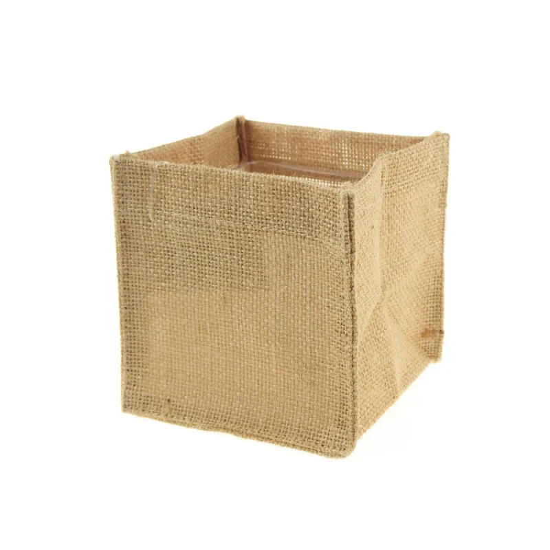 burlap cube vase 5 square decor holder