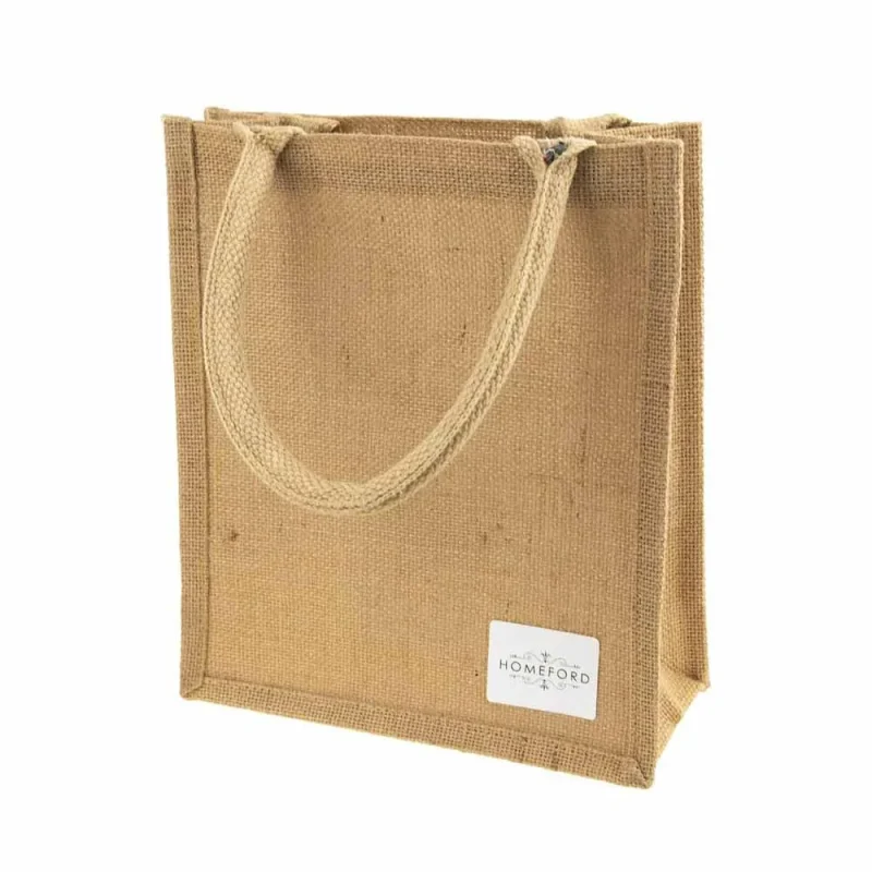 burlap jute tote bag with gusset handle 11 inch