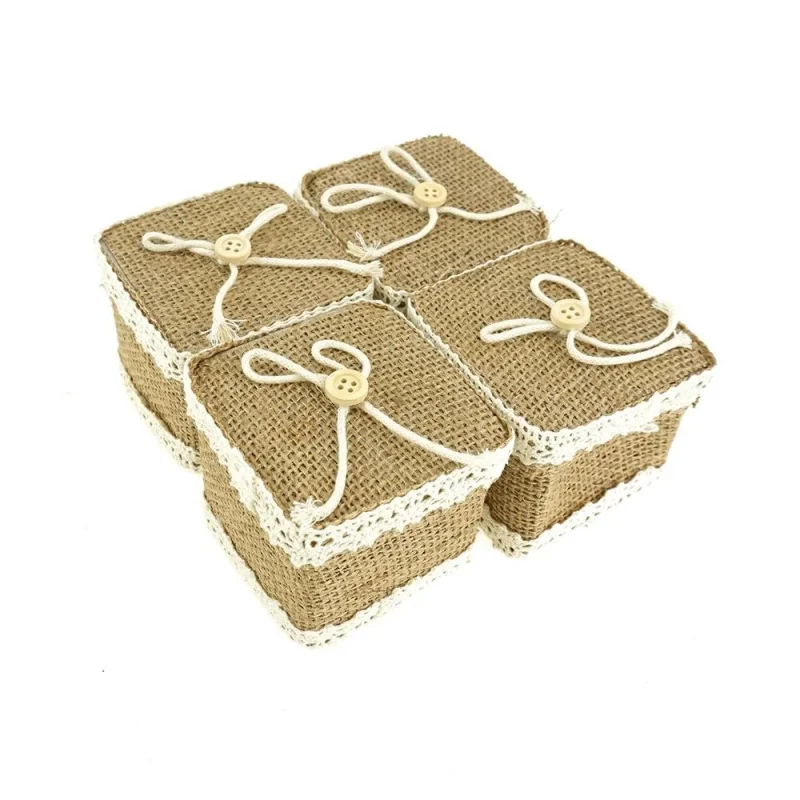 burlap mini gift boxes 2 75 natural 12 pack