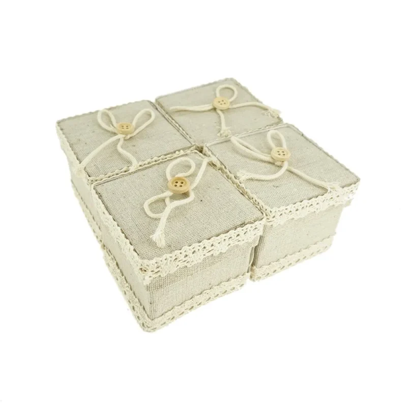 burlap mini gift boxes ivory 2 3 4 inch 12 pack