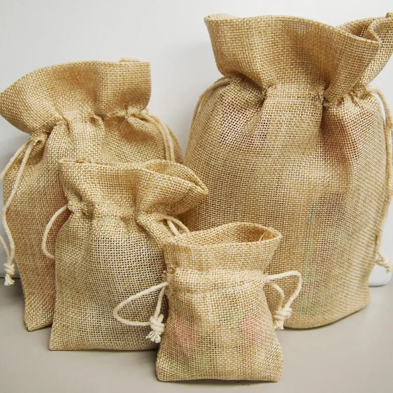 burlap pouch bags 6 pack