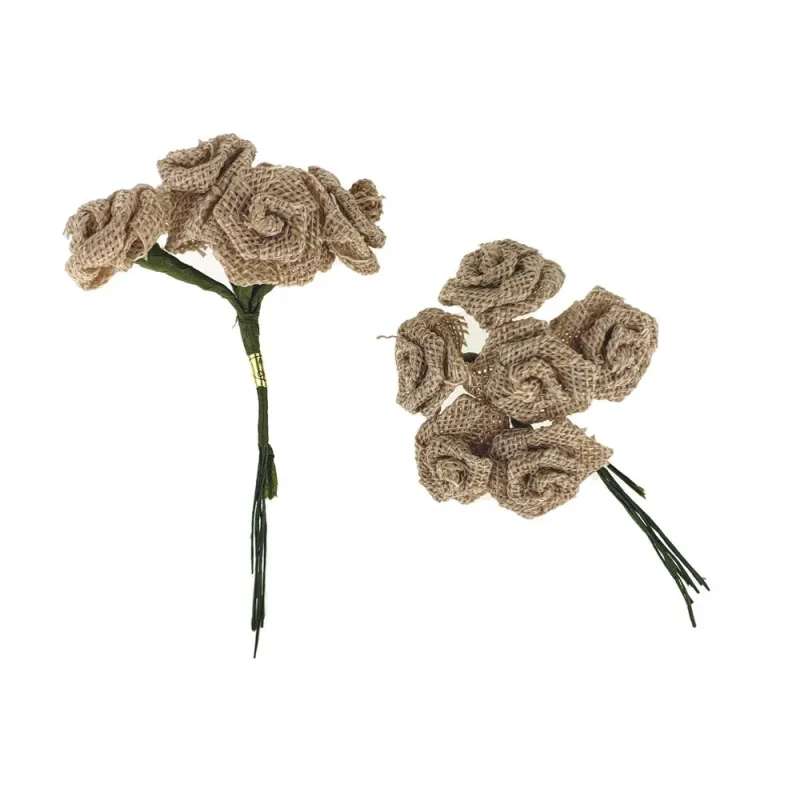 burlap rose picks 4 inch 12 piece natural decor