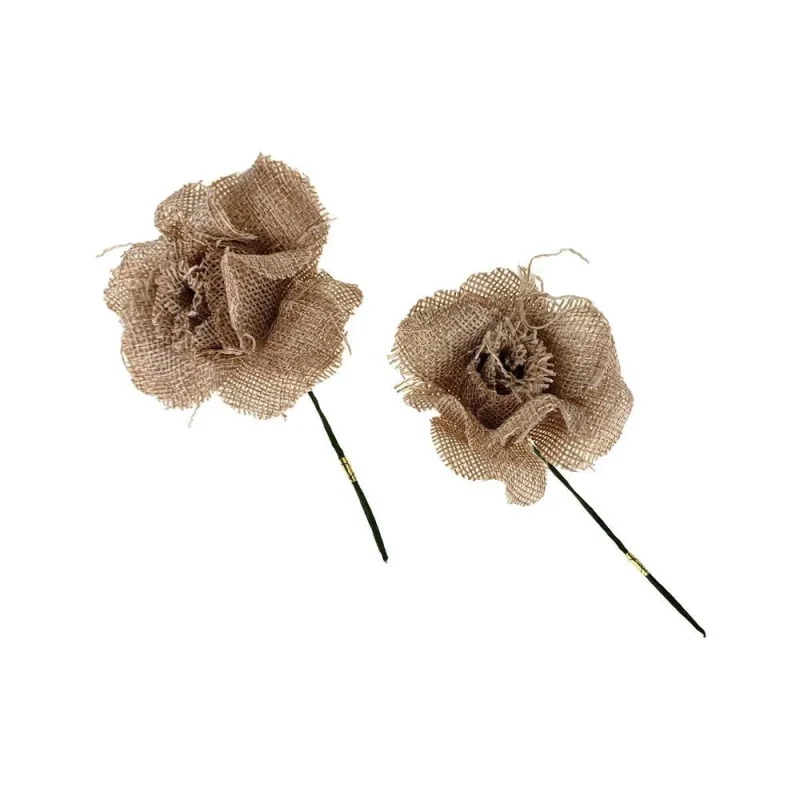 burlap rose picks 5 inch natural 12 pack