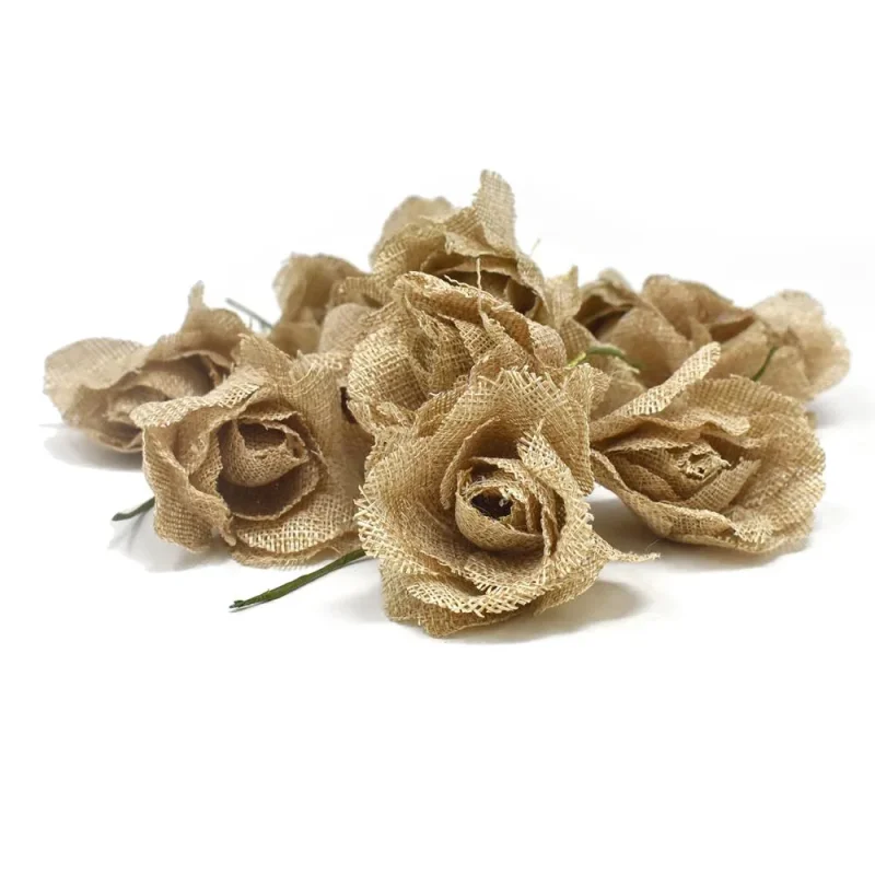 burlap roses 2 5 inch 12 pack natural