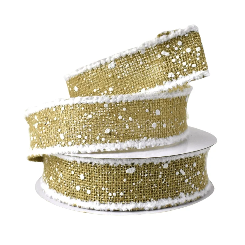 burlap snowdrop wired ribbon 1 5 inch x 10 yards