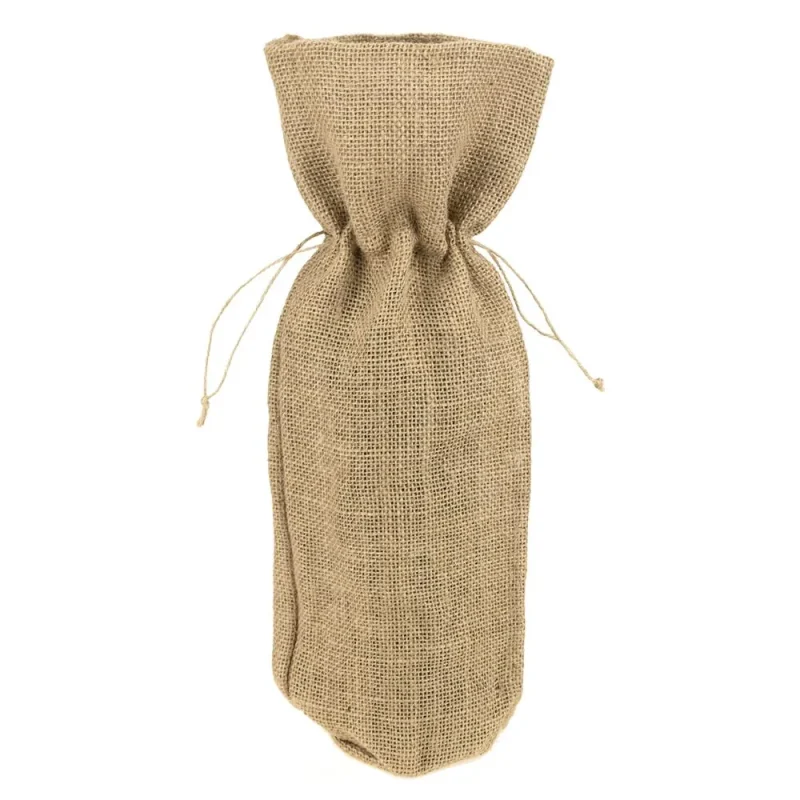 burlap wine bag 15 inch natural drawstring design