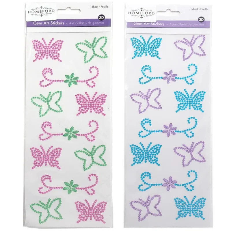 butterfly gem 3d floral stickers 11 piece set