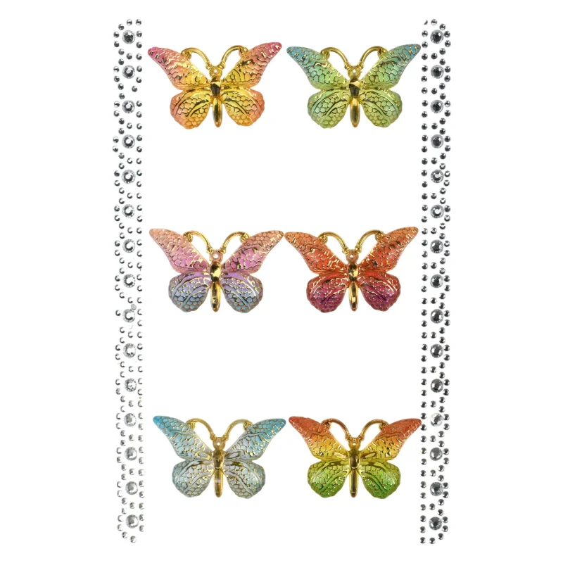 butterfly gemstone craft stickers 1 5 inch 8 pack