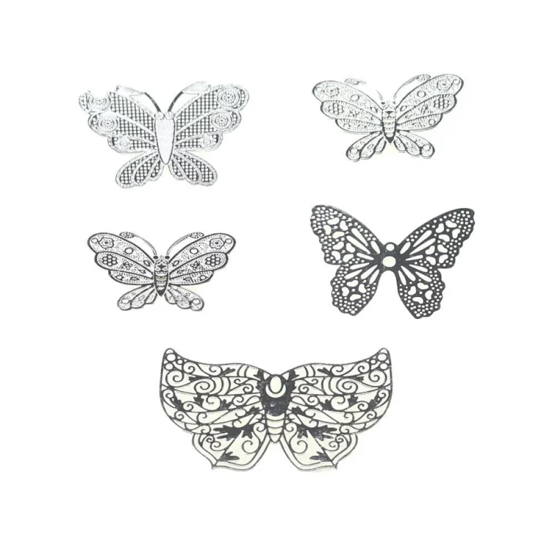 butterfly metal charm stickers 5 pack