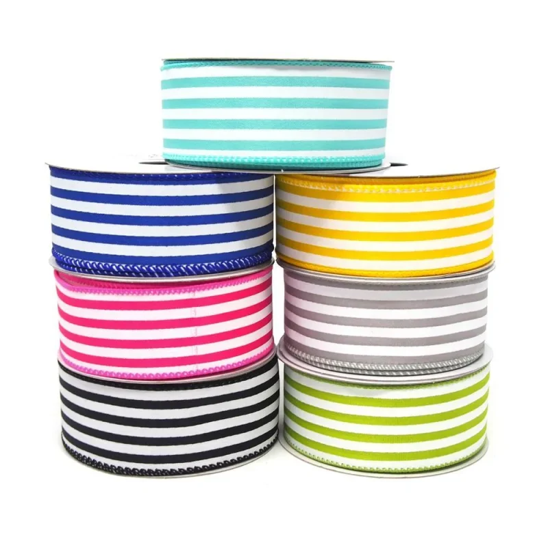 cabana stripe satin wired ribbon 10 yard roll