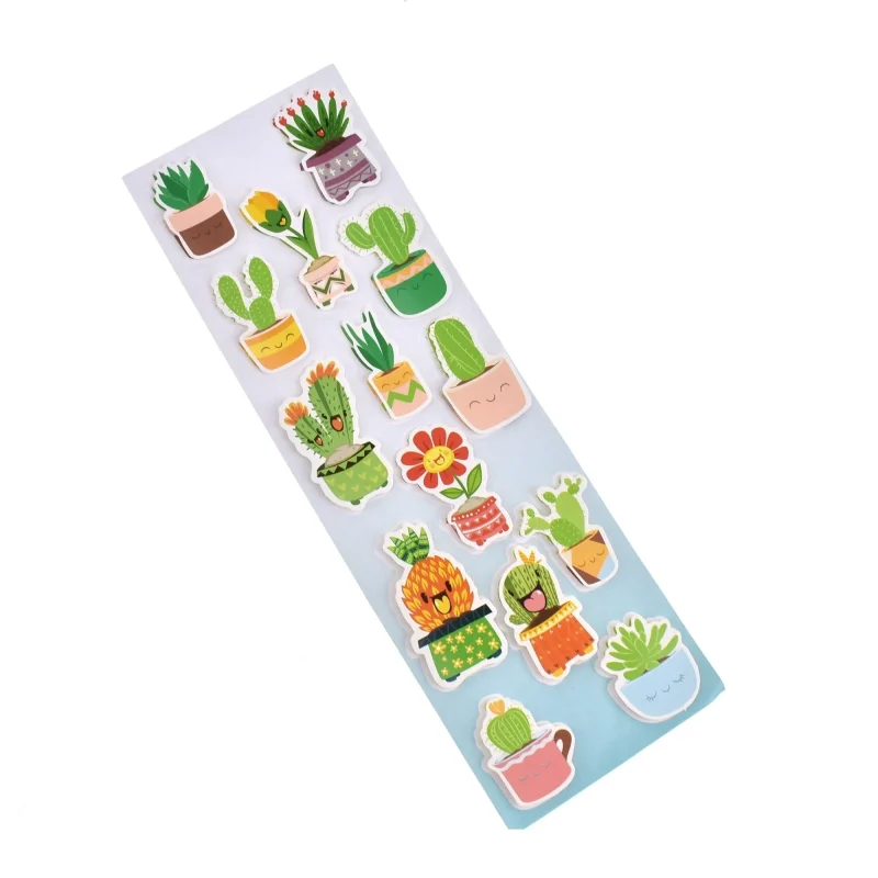 cactus succulent face 3d stickers 14 piece set