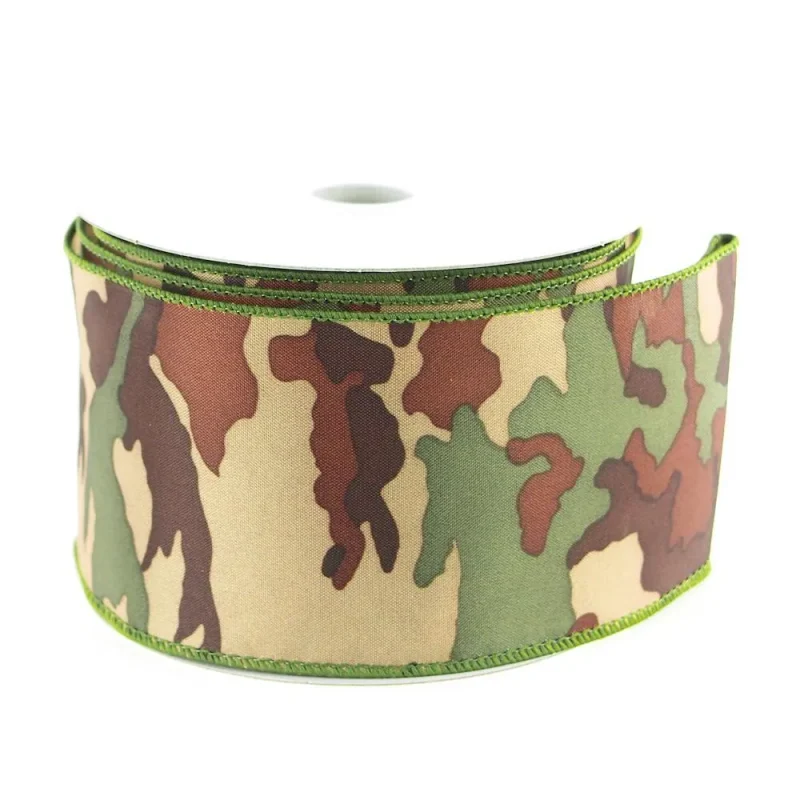 camouflage green polyester ribbon 2 5 x 10 yards