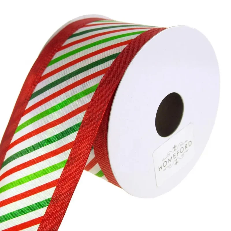 candy cane lame edge christmas ribbon 2 5 x 10 yards