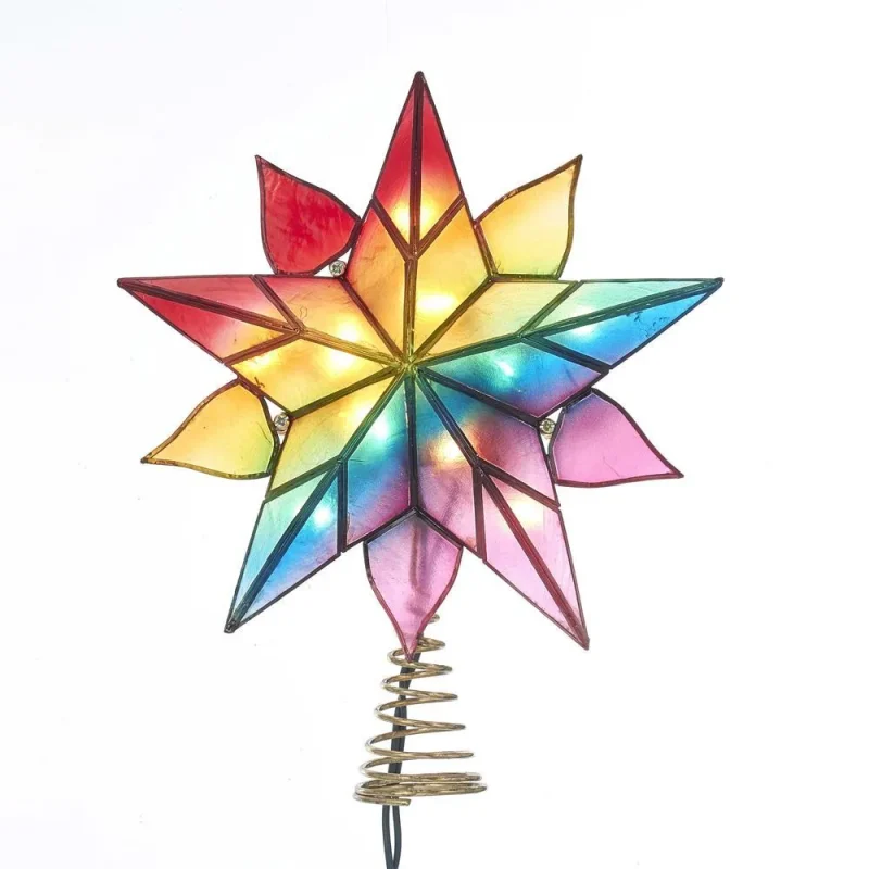 capiz star tree topper with led lights multicolor 9 inch