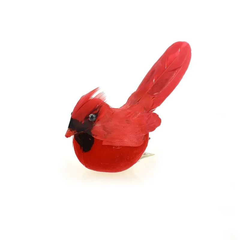 cardinal bird clip with feathers 3