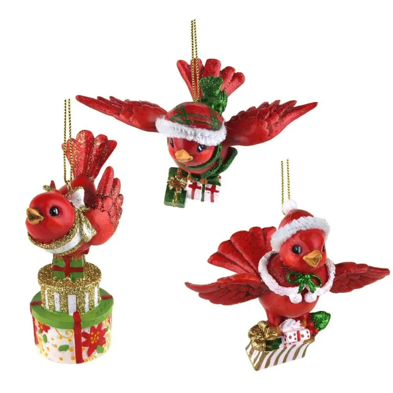 cardinal bird gifts ornaments red 3 piece set 3 5 inch