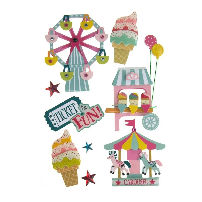 carnival 3d handmade stickers set of 6