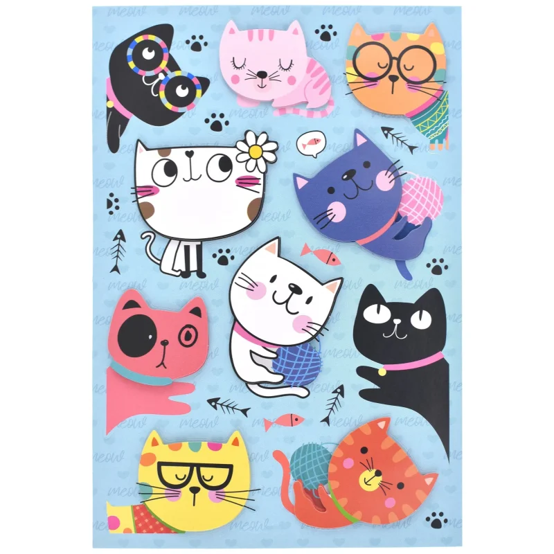 cat 3d cardstock stickers 2 1 8 x 10 pack