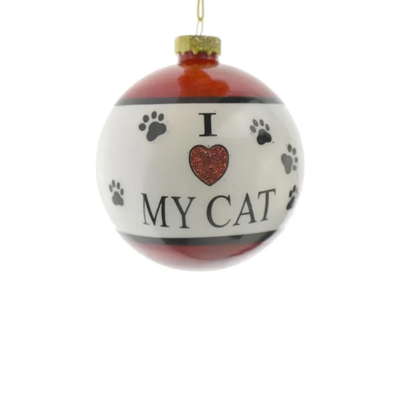 cat lover glass ball ornament 3 inch