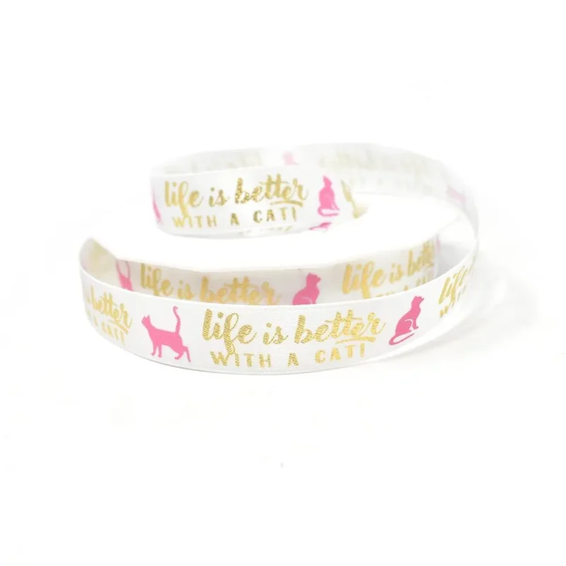 cat lover satin ribbon white 5 8 x 20yd