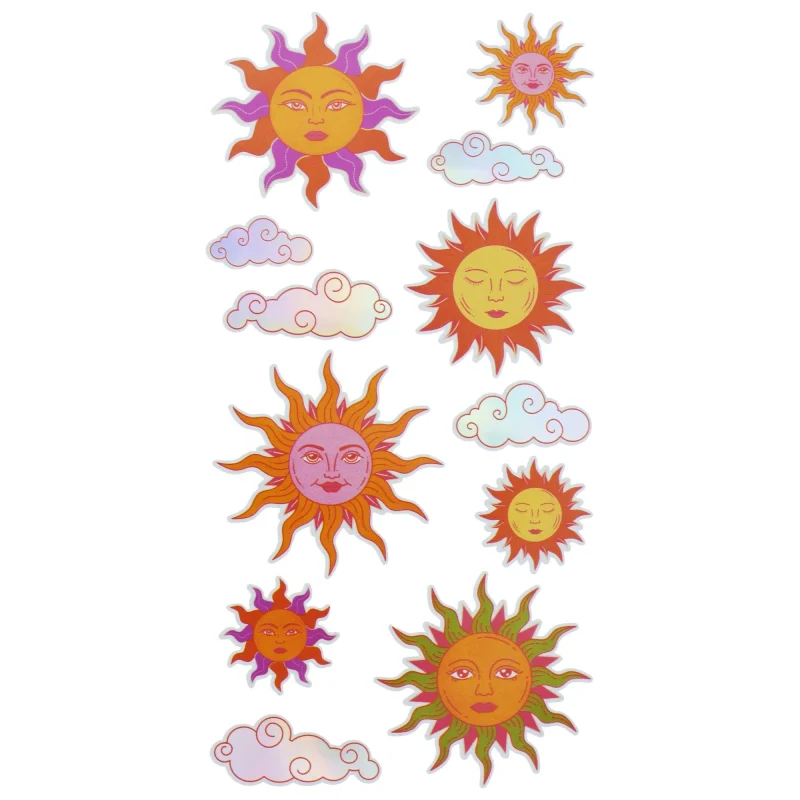 celestial sun holographic vinyl stickers 12 pack 1 75 inch