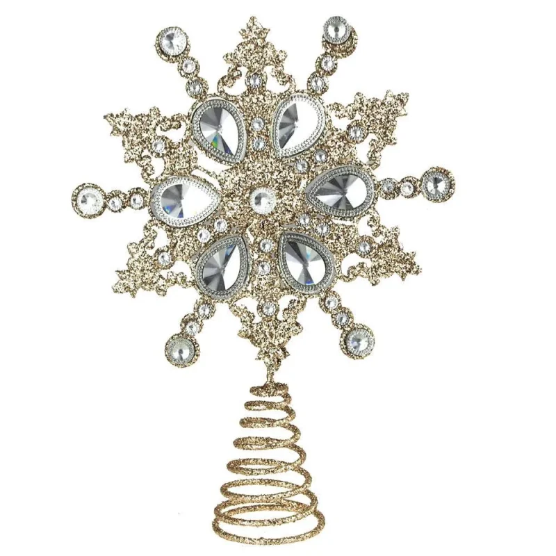 champagne diamond star tree topper 11 inch glitter finish