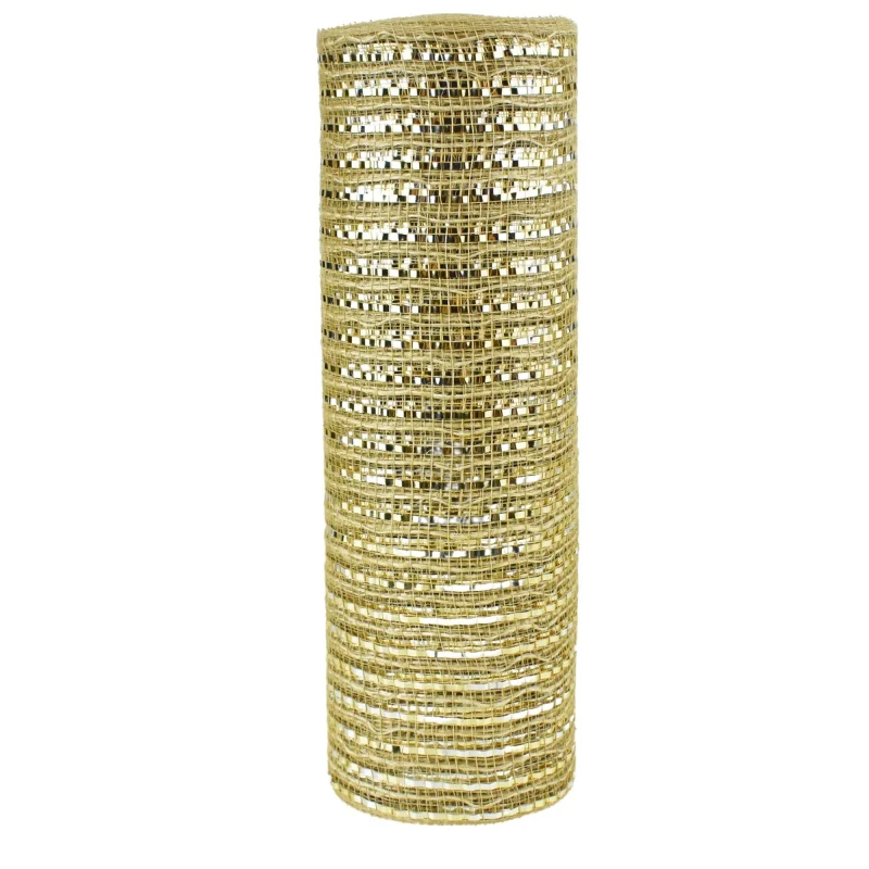 champagne metallic jute mesh fabric 10in x 10yd