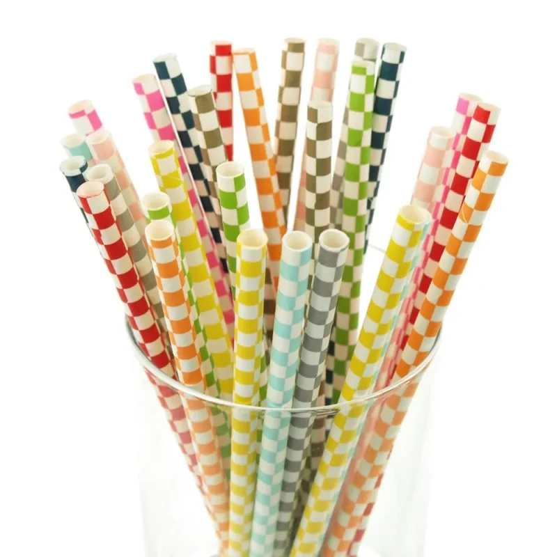 checkered race car paper straws 7 3 4 inches 25 pack