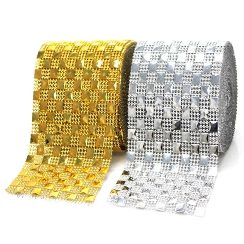 checkered rhinestone pyramid stud mesh wrap 4 x 10yd