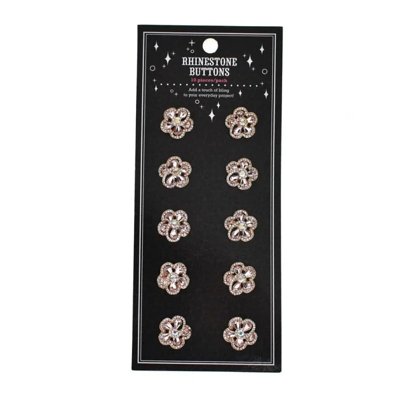 cherry blossom rhinestone buttons 10 pack