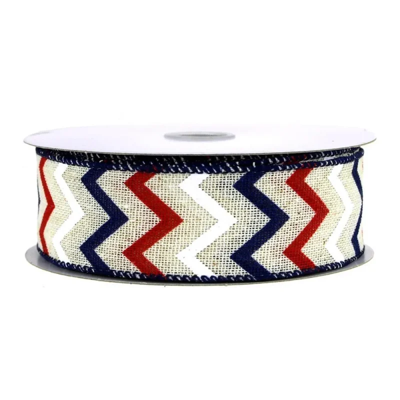 chevron canvas ribbon 10 yards red white blue