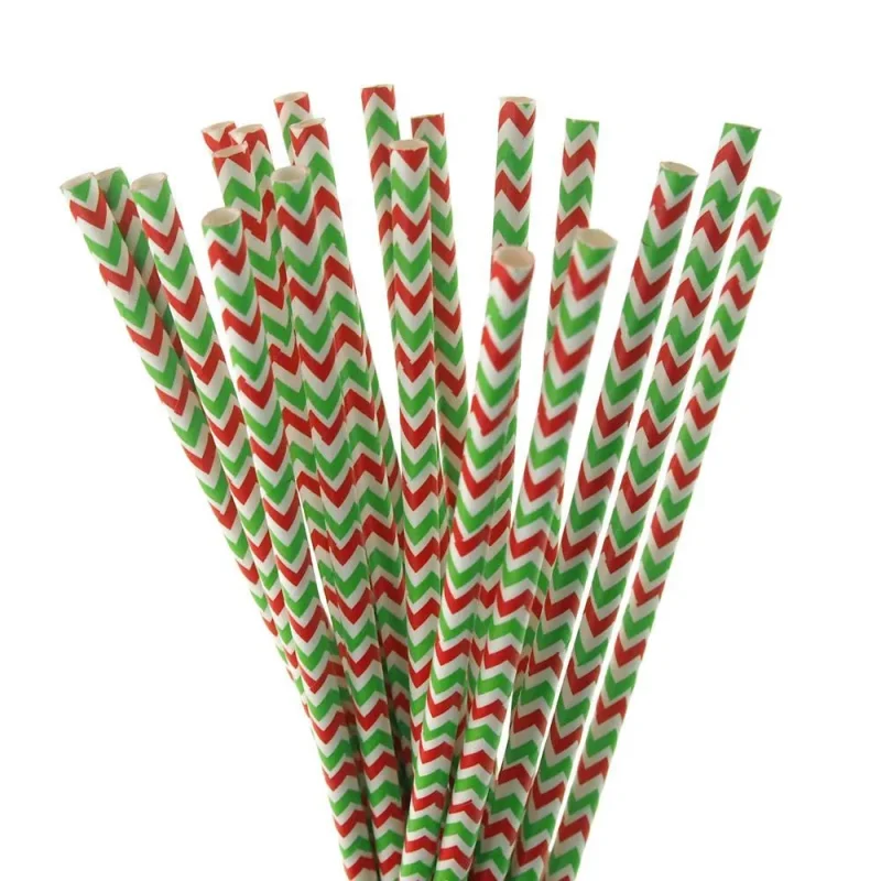 chevron stripe holiday paper straws 7 75 red green 20 pack