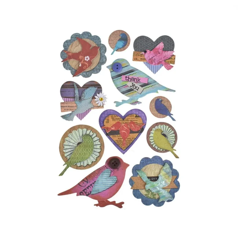 chickadee 3d paper craft stickers 11 piece set