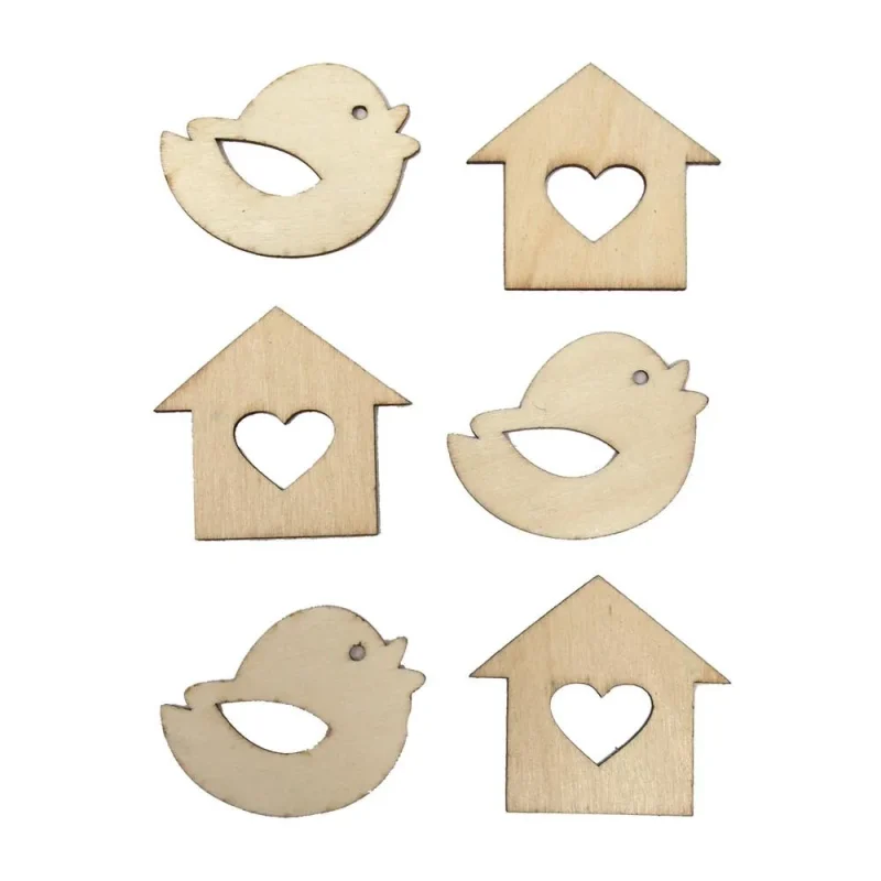 chickadee wooden laser cut stickers 2 inch 6 pack natural