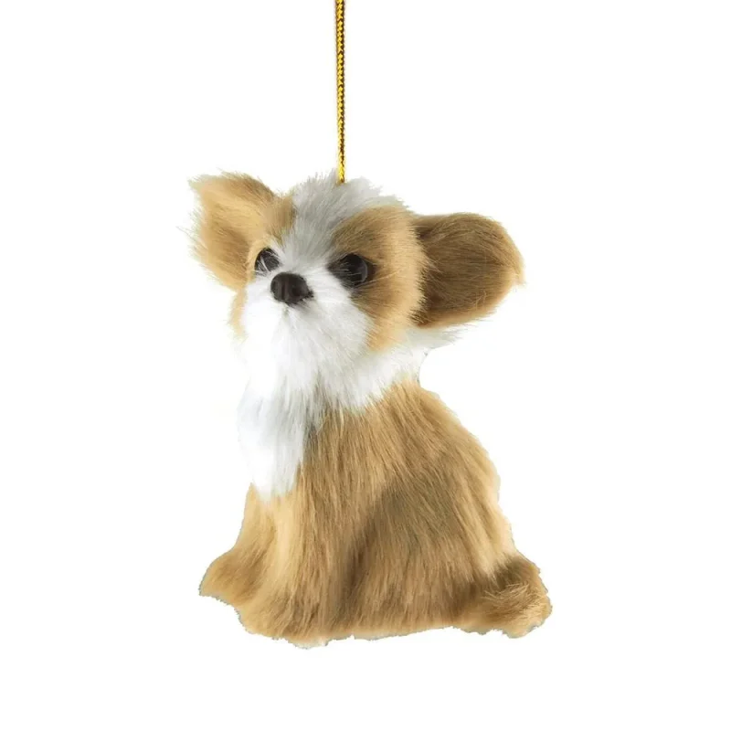 chihuahua plush christmas ornament 3 5 inches natural