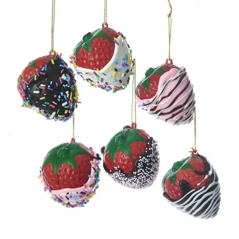 chocolate covered strawberry ornaments 2 foam 6 pack