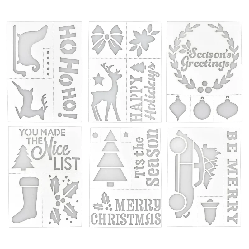 christmas adhesive back paper stencils 8 6 piece set