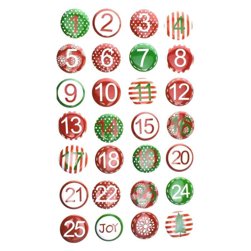 christmas advent badge buttons 1 x 28 piece set