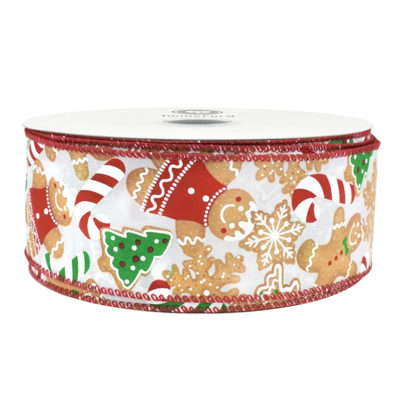 christmas candy cane satin wired ribbon 2 5 inch x 50yd