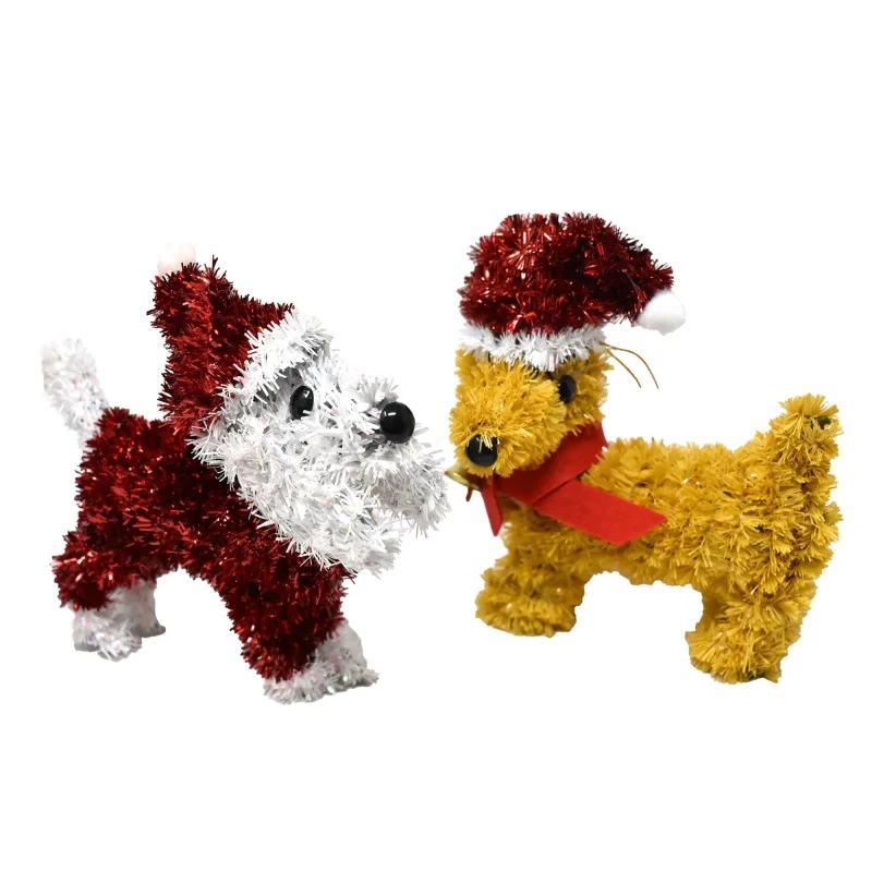 christmas dog tinsel decorations 6 2 pack