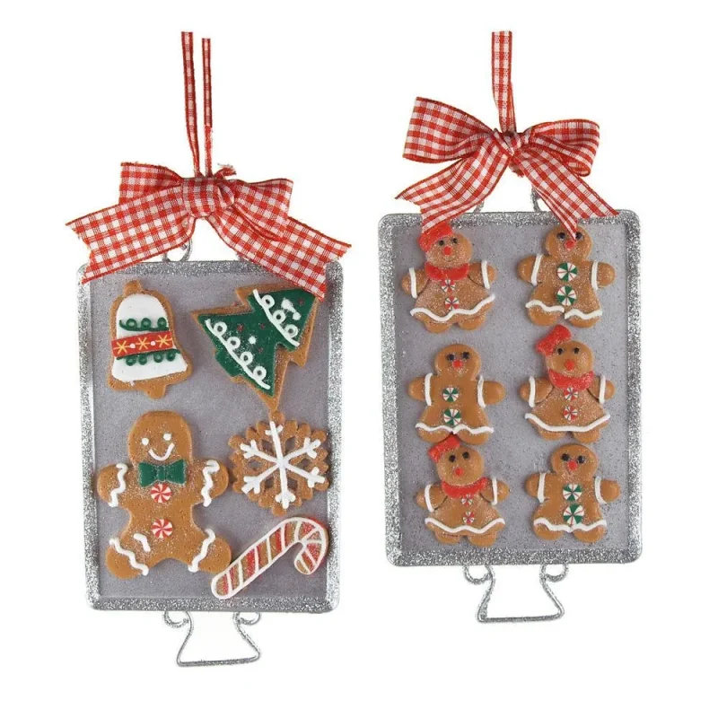 christmas gingerbread ornament metal trays 5 inch set of 2