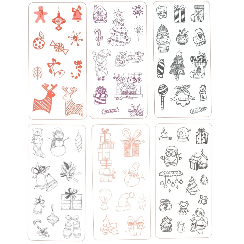 christmas holiday stickers 6 sheets sketch outline designs