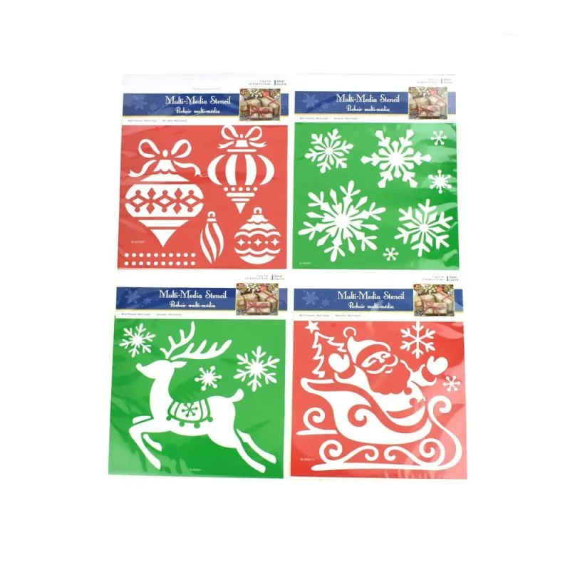 christmas multi media stencil set 4 holiday icons