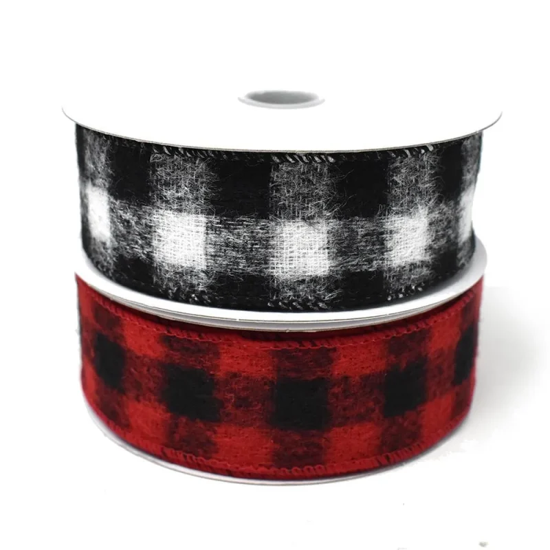 christmas plaid wired ribbon 10 yards